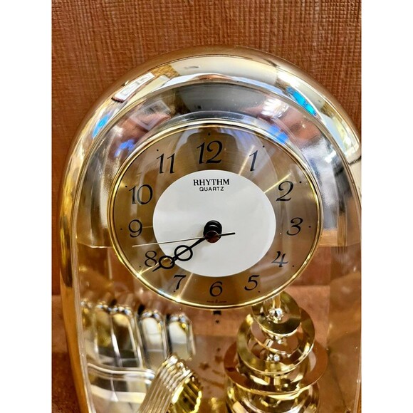 VTG Rhythm Gold Rotating Pendulum Space Mantel Clock 4SG607 Stars Celestial-read - Picture 2 of 10